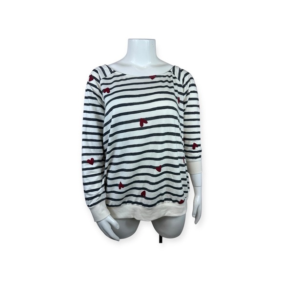torrid Tops - Torrid french terry striped top with hearts size 2-2X/18-20